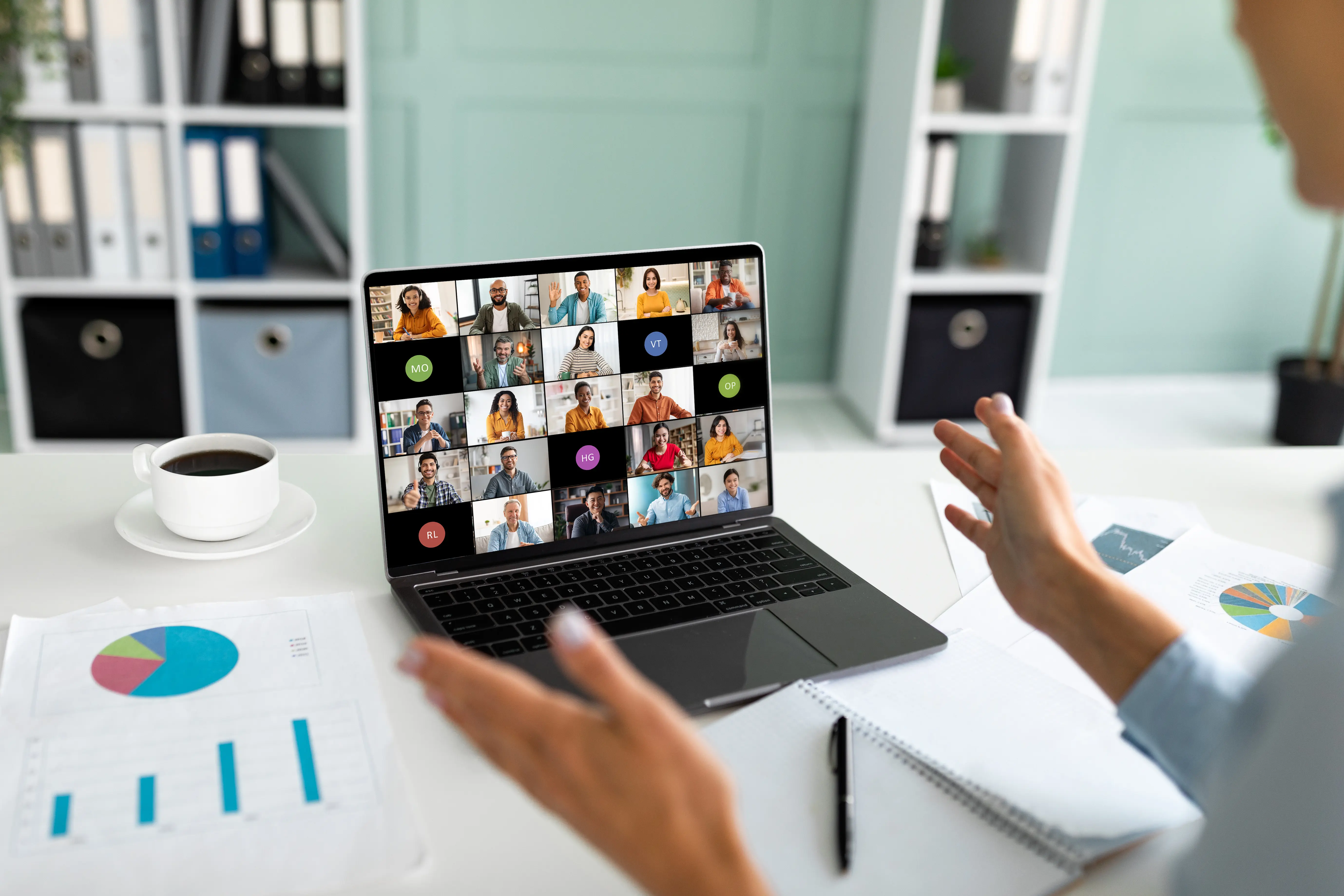 Professional conducting a remote video meeting with a distributed team — nearshore vs offshore hiring model